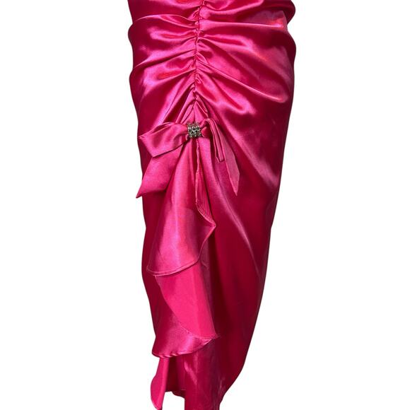 Cindy fuchsia satin party dress size large - Picture 11 of 13